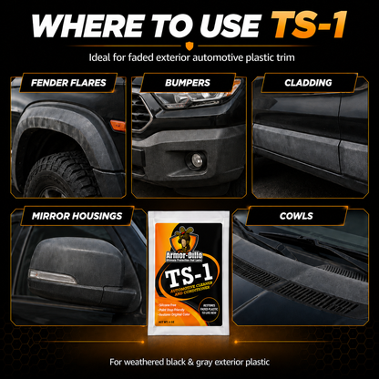  "Where to use Armor-Dillo TS-1 pads on exterior vehicle plastic trim"