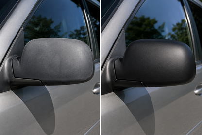  "Chevy side mirror trim before and after Armor-Dillo TS-1 restorer"